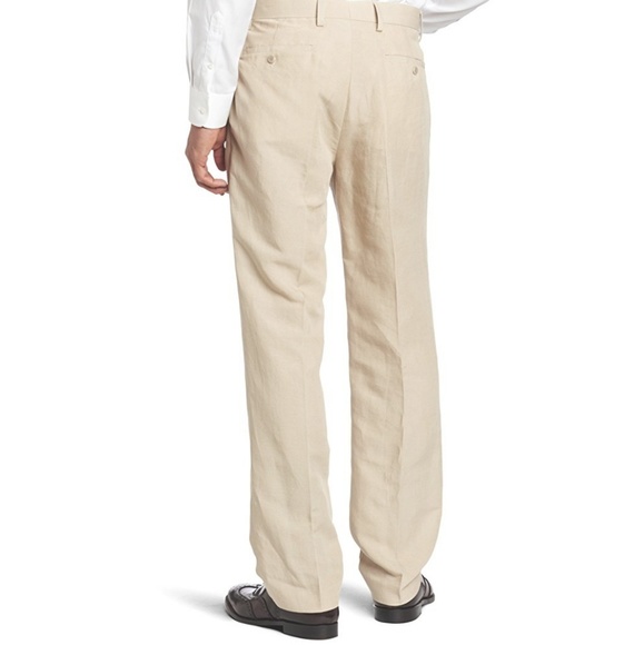 Men's Flat Front Modern Linen Dress Pants - Picture 2 of 2
